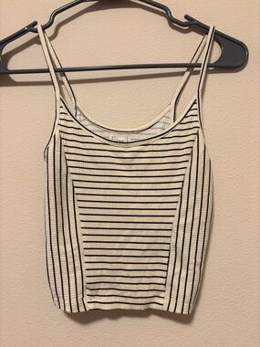 BDG Striped Ribbed Tank Top in Cream and Black